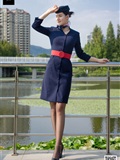 SIW Siwen Media 051 China Eastern Airlines uniform, cap, scarf, skirt, four pieces set - Siqi(3)